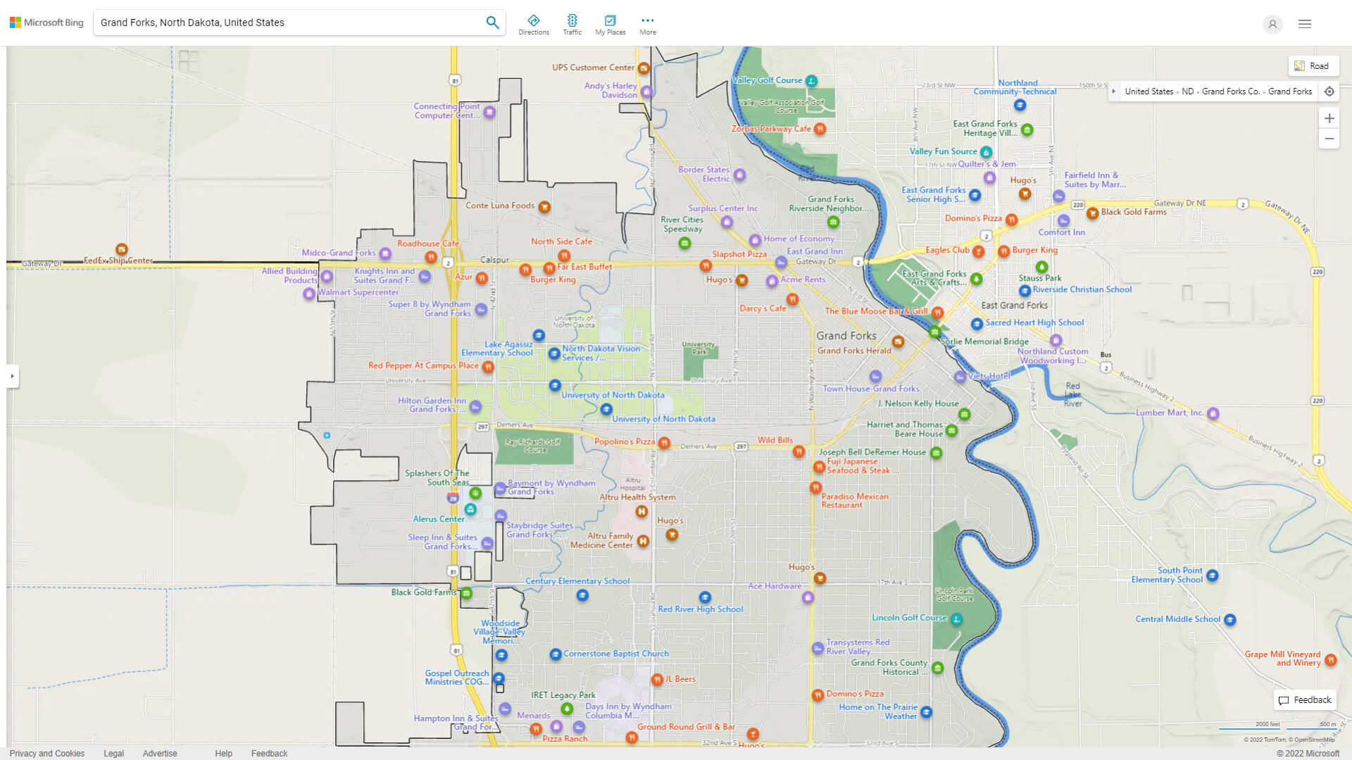 Grand Forks Detailed Map